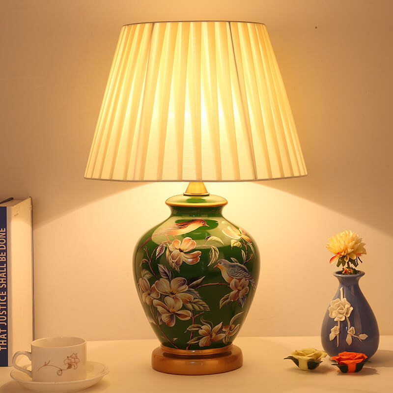 Contemporary Ceramic 1-Light Table Lamp - Warm Cylindrical Design