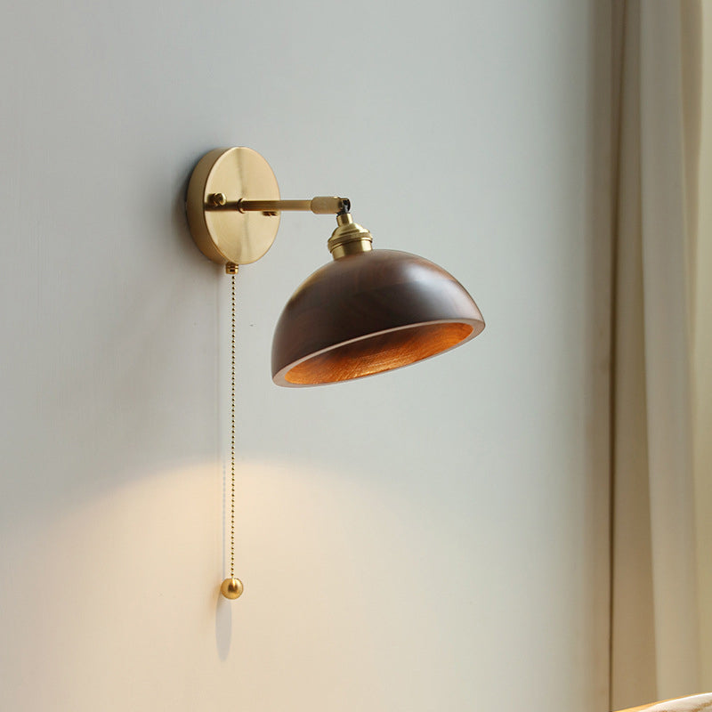 Scandinavian Copper & Wood 1-Light Sconce