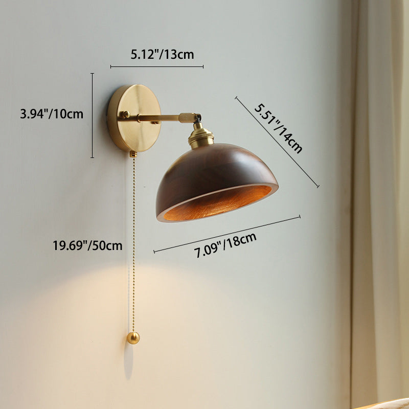Scandinavian Copper & Wood 1-Light Sconce