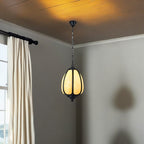 Art Deco Oval Pumpkin Pendant Light - Cast Aluminum