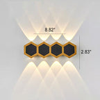 Premium Hexagonal Black and Gold LED Outdoor Wall Sconce