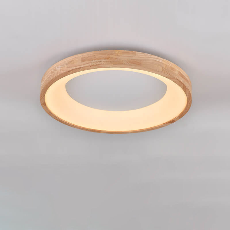 Round LED Flush Mount Ceiling Light in Nordic Minimalist Wood Design