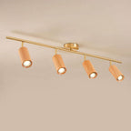 Nordic Minimalist Walnut Wood LED Linear Track Ceiling