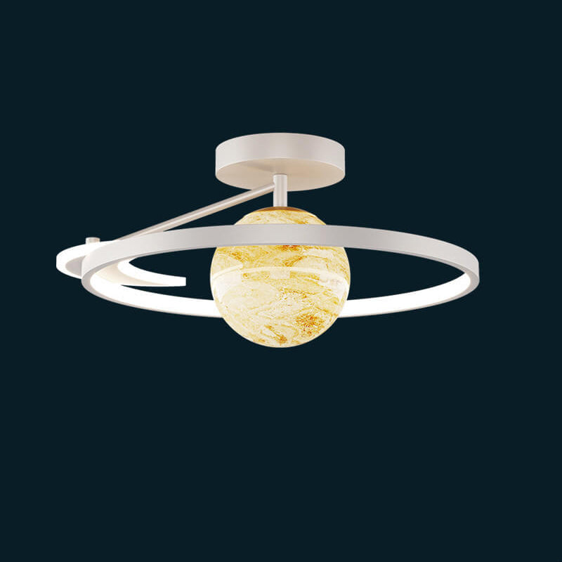 Contemporary LED Planet Globe Semi-Flush Mount Ceiling Light