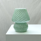 Contemporary Striped Mushroom Glass Table Lamp - 1 Light