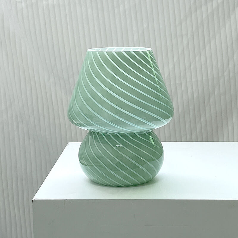 Contemporary Striped Mushroom Glass Table Lamp - 1 Light