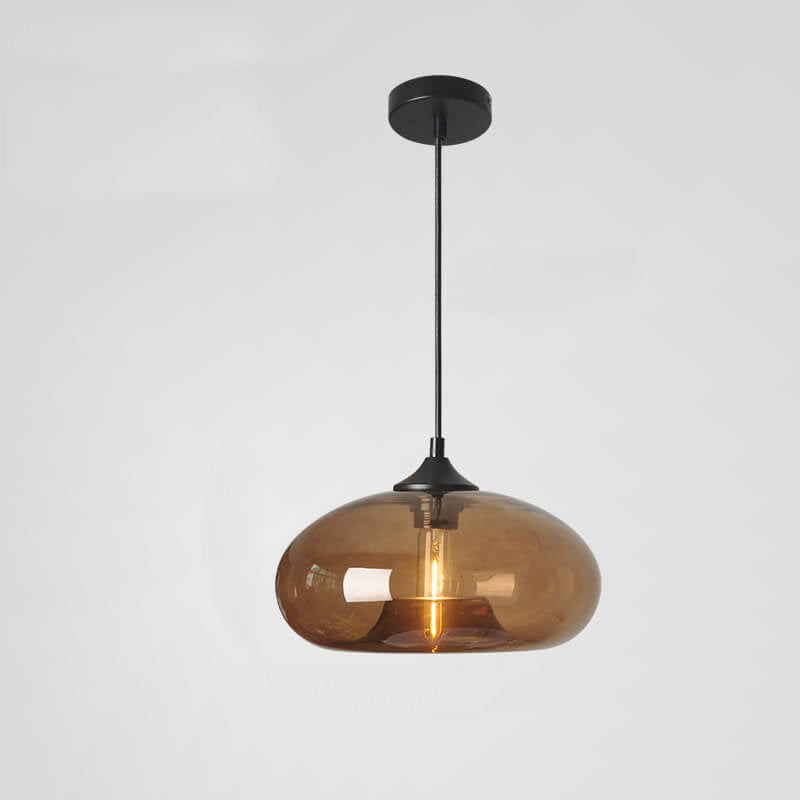 Premium Colored Glass Oval Pendant Light - 1-Light