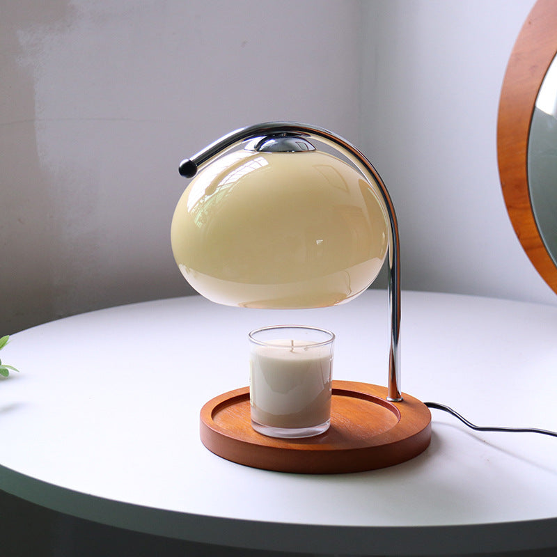 Premium Vintage Glass Dome Table Lamp with Solid Wood Base - 1-Light Melting Wax Design