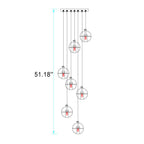 Luxury LED Chandelier with Crystal Orb Shade for Modern Staircases