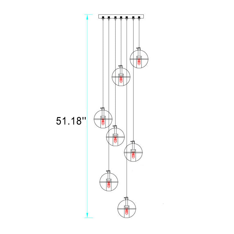Luxury LED Chandelier with Crystal Orb Shade for Modern Staircases