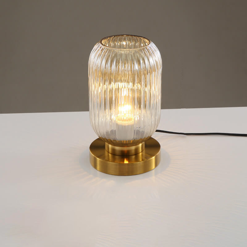 Premium Nordic Striped Oval Glass Table Lamp - 1 Light