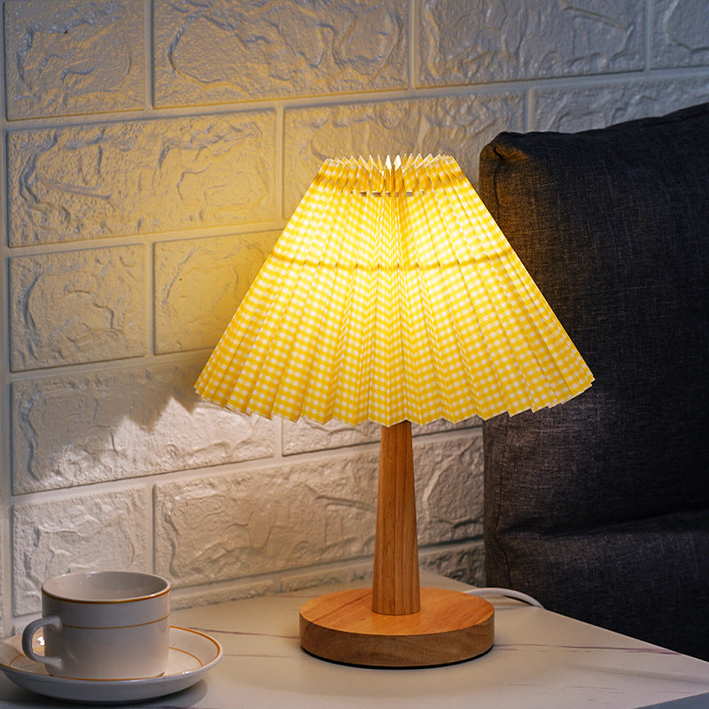 Retro Pleated LED Table Lamp - Umbrella Design