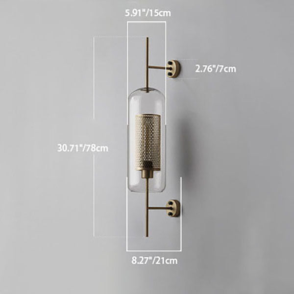 Industrial Cylinder Glass Wall Sconce