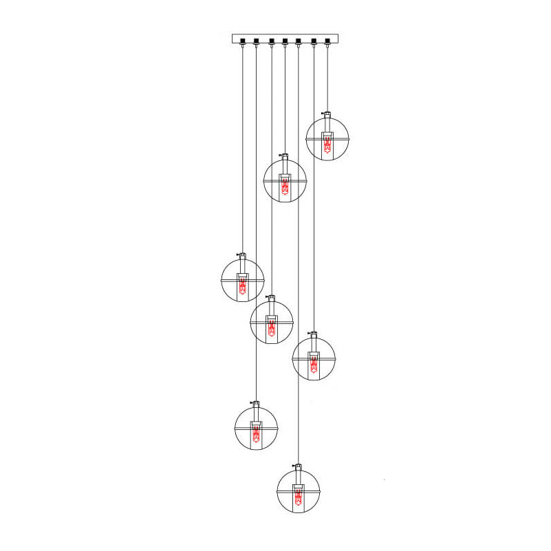Luxury LED Chandelier with Crystal Orb Shade for Modern Staircases