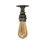 Steampunk Iron and Glass 1-Light Flush Mount Ceiling Light