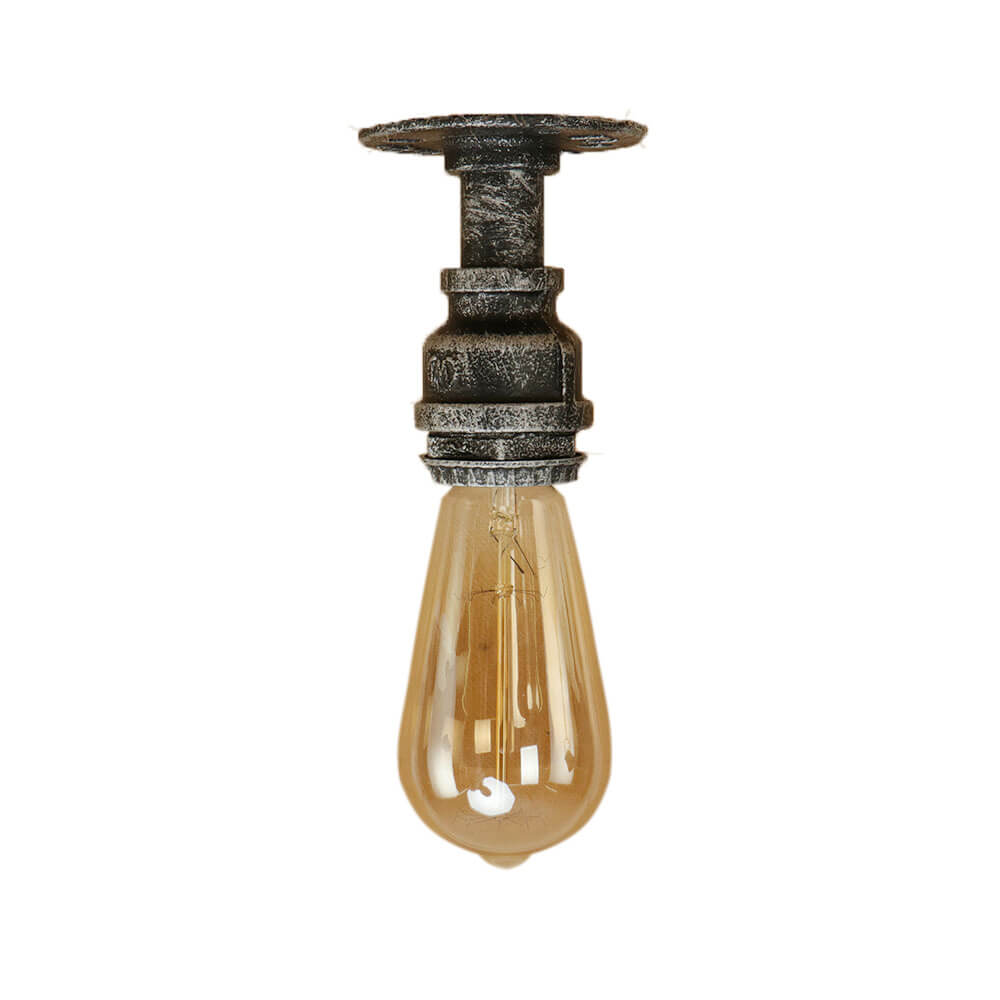 Steampunk Iron and Glass 1-Light Flush Mount Ceiling Light