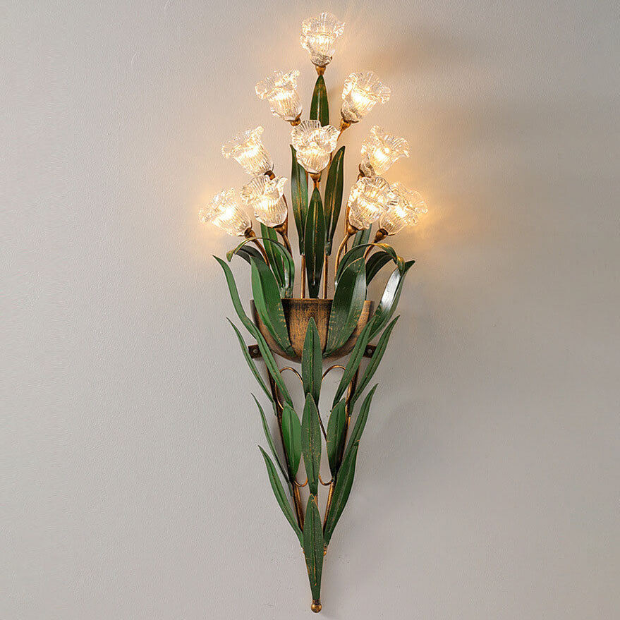 Contemporary Minimalist Glass Flower Wall Sconce