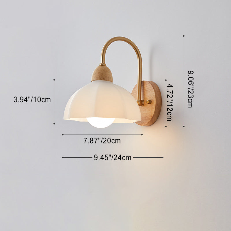 Wood & Ceramic Flower Wall Sconce