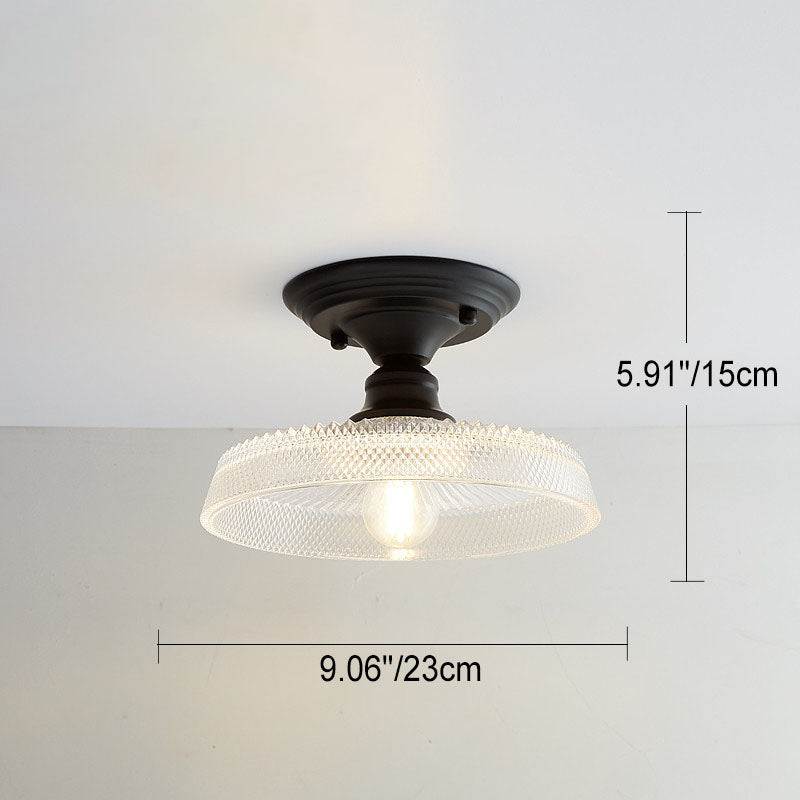 Nordic Vintage Floral Round Semi-Flush Mount Ceiling Light
