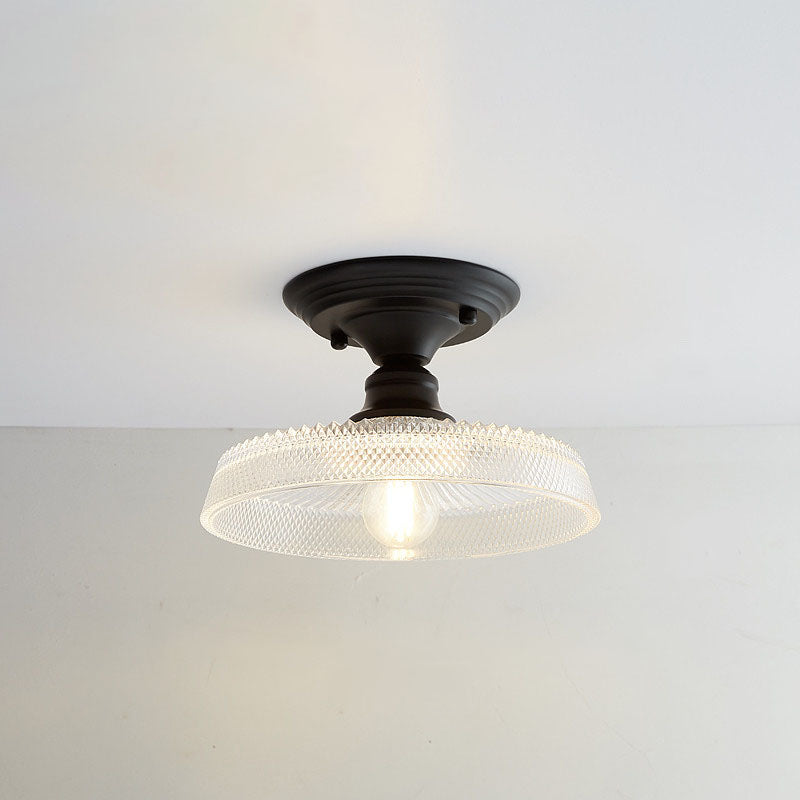 Nordic Vintage Floral Round Semi-Flush Mount Ceiling Light