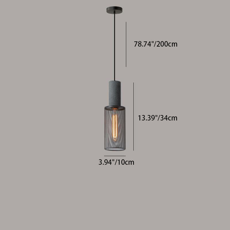 Industrial Tapered Cement Pendant Light - 1-Light Fixture for Living Room