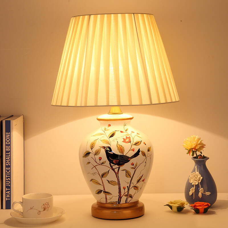 Contemporary Ceramic 1-Light Table Lamp - Warm Cylindrical Design