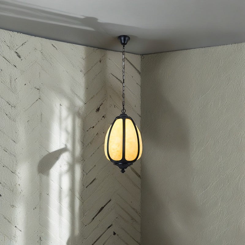 Art Deco Oval Pumpkin Pendant Light - Cast Aluminum