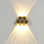 Premium Hexagonal Black and Gold LED Outdoor Wall Sconce