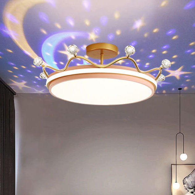 Modern Kids Crown LED Semi-Flush Mount Ceiling Light for Bedroom