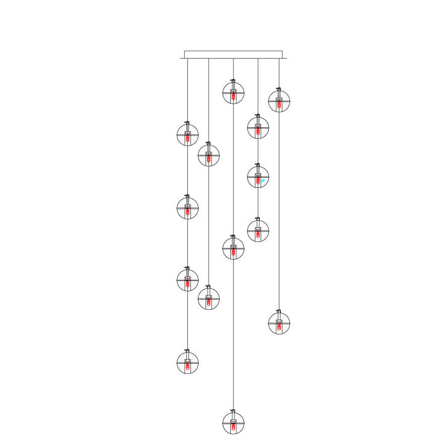 Luxury LED Chandelier with Crystal Orb Shade for Modern Staircases