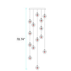 Luxury LED Chandelier with Crystal Orb Shade for Modern Staircases