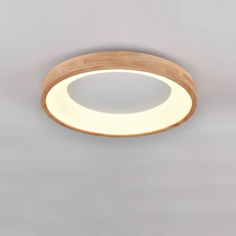 Round LED Flush Mount Ceiling Light in Nordic Minimalist Wood Design