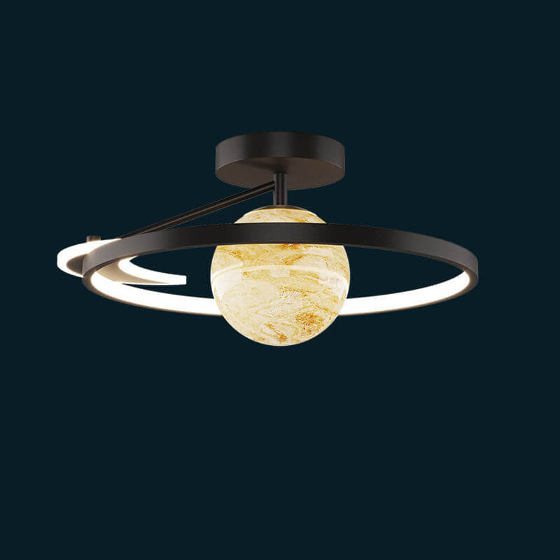 Contemporary LED Planet Globe Semi-Flush Mount Ceiling Light