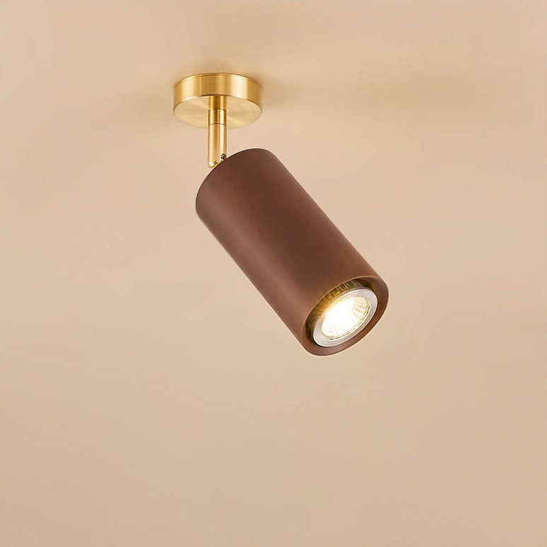 Nordic Minimalist Walnut Wood LED Linear Track Ceiling