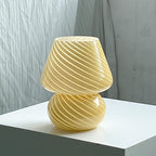Contemporary Striped Mushroom Glass Table Lamp - 1 Light
