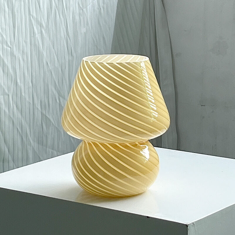 Contemporary Striped Mushroom Glass Table Lamp - 1 Light