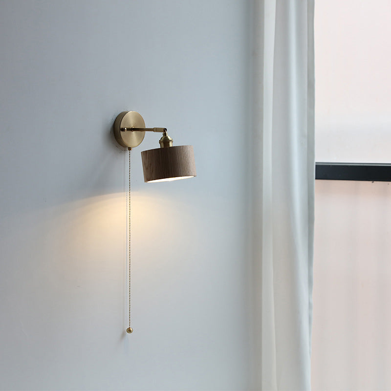 Scandinavian Copper & Wood 1-Light Sconce