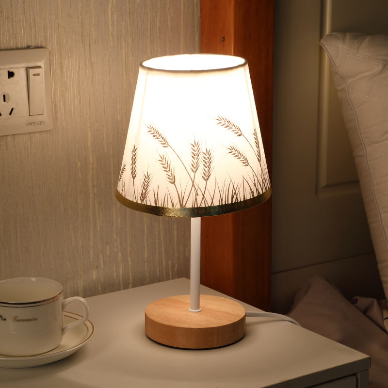 Nordic Vintage Fabric and Wood LED Table Lamp
