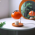 Premium Vintage Glass Dome Table Lamp with Solid Wood Base - 1-Light Melting Wax Design