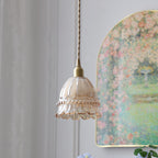 French Walnut Jellyfish Glass Pendant Light - 1-Light Fixture for Living Room