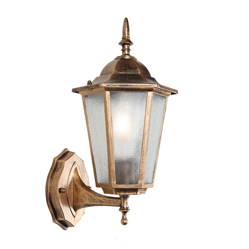 Modern Hexagonal Aluminum Outdoor Wall Sconce with Frosted