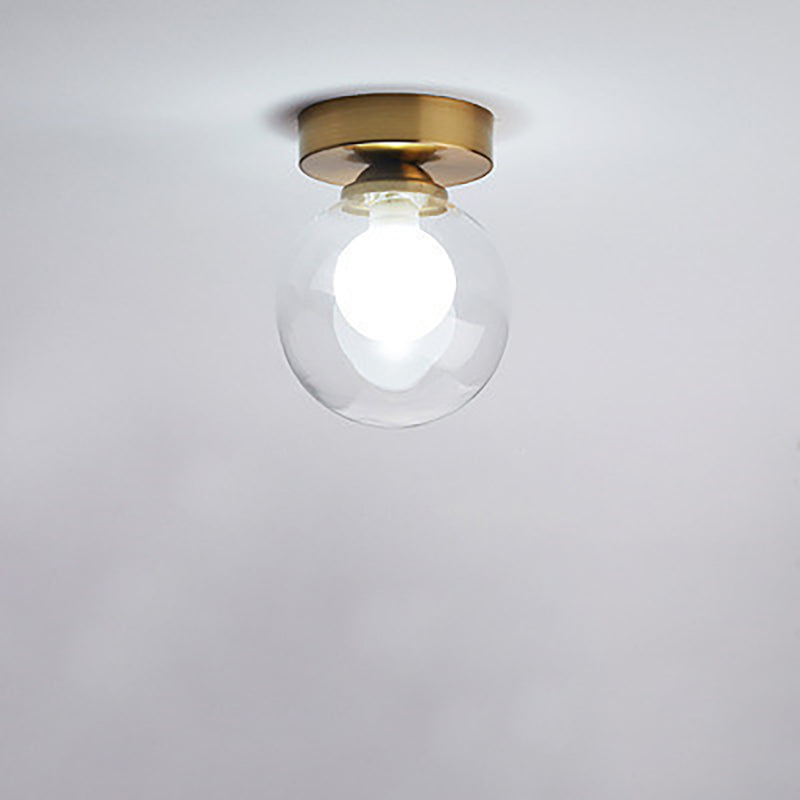 Contemporary Round Glass 1-Light Semi-Flush Mount Ceiling Fixture