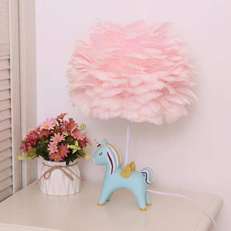 Children's Unicorn Feather Table Lamp - 1-Light Modern Design