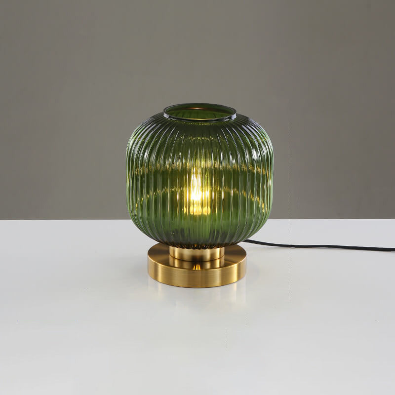 Premium Nordic Striped Oval Glass Table Lamp - 1 Light