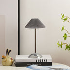 Scandinavian Rechargeable Conic Pleated Table Lamp - 1-Light Bedside Design