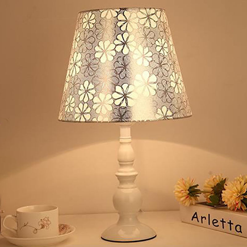 Elegant Floral Fabric Table Lamp with Iron Base - 1 Light