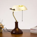 Vintage Solid Wood Glass Table Lamp with Zipper Shade - 1 Light