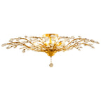 European Style Iron and Crystal Semi-Flush Mount Ceiling Light - 4/5/6 Lights for Living Room