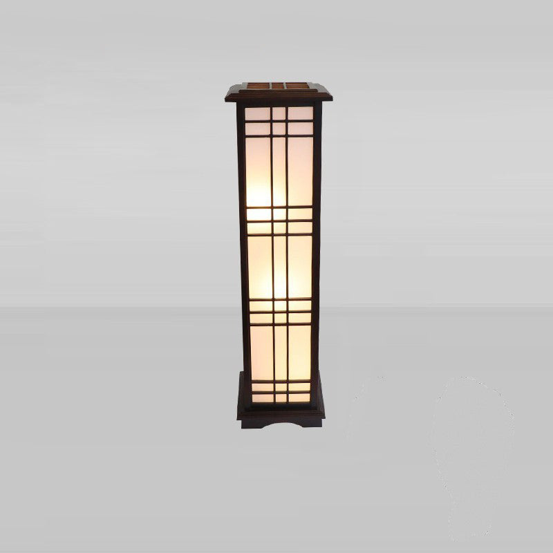 Premium Rectangular Parchment Wood Floor Lamp - 1-Light Design for Entertainment Spaces
