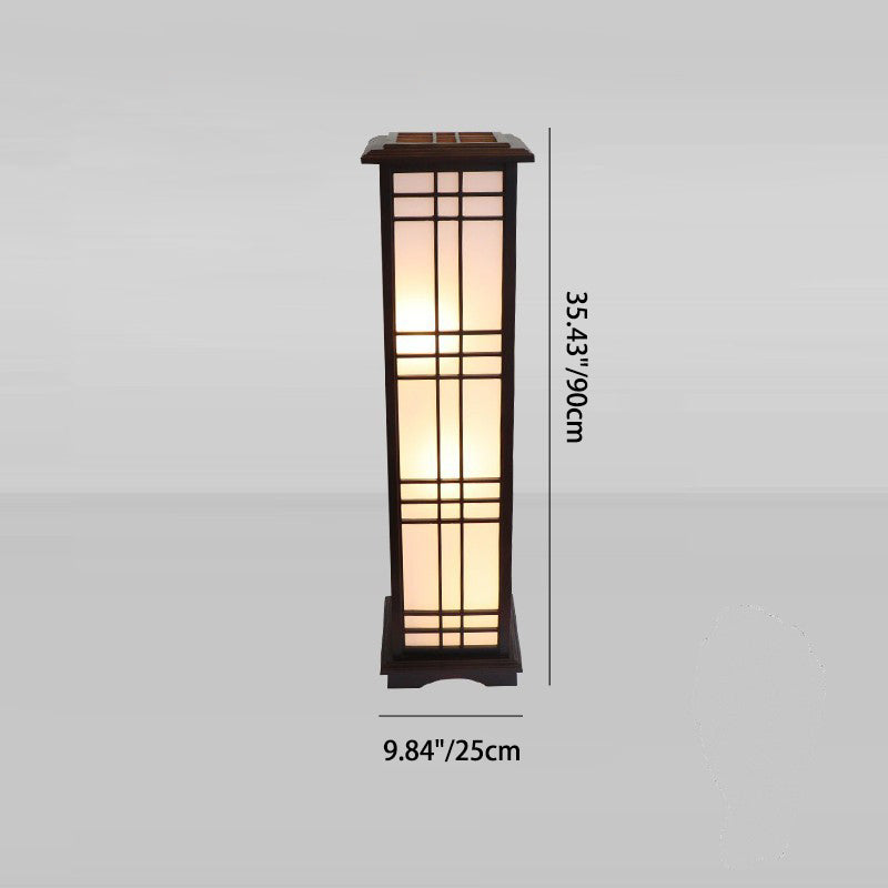 Premium Rectangular Parchment Wood Floor Lamp - 1-Light Design for Entertainment Spaces